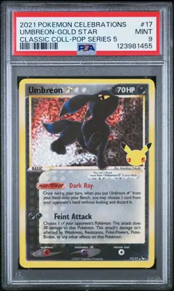 2021 POKEMON CELEBRATIONS CLASSIC COLL #17 UMBREON-GOLD STAR PSA 9 - Image 1