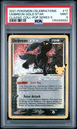 2021 Pokemon SW&SH Celebrations 17/17 Umbreon Classic Coll Gold Star PSA 9 Mint - Image 1