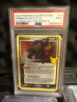 2021 Pokemon SW&SH Celebrations 17/17 Umbreon Classic Coll Gold Star PSA 9 Mint - Image 1