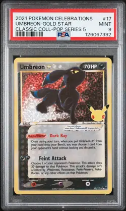 2021 POKEMON CELEBRATIONS CLASSIC COLL #17 UMBREON-GOLD STAR PSA 9 - Image 1