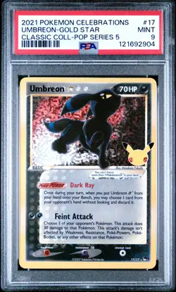 2021 POKEMON CELEBRATIONS CLASSIC COLL #17 UMBREON-GOLD STAR PSA 9 - Image 1