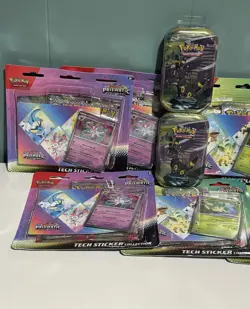 Pokemon Prismatic Evolutions Lot of 7 Tech Sticker Col + Two Umbreon Tin Sealed - Image 3