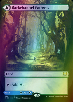 x1 Barkchannel Pathway / Tidechannel KHM MTG 290 FOIL BORDERLESS RARE M/NM 1x - Image 1
