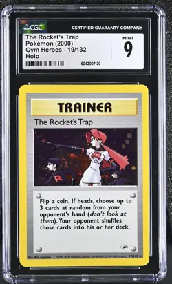 CGC 9 MINT The Rocket's Trap 2000 Gym Heroes 19/132 Holo Pokemon Card - Image 1