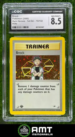 6073031067 2000 Pokemon Gym Heroes 1st Edition #15/132 Brock Holo CGC 8.5 - Image 1