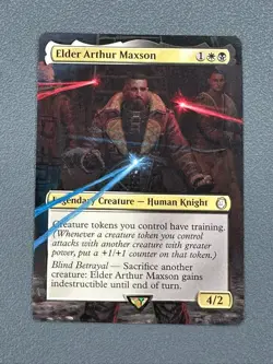 Elder Arthur Maxson 102 MTG Fallout Hand Painted Borderless Extended Altered Art - Image 1