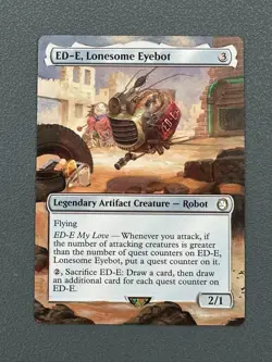 ED-E, Lonesome Eyebot MTG Fallout Hand Painted Borderless Extended Altered Art v - Image 1