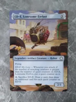 ED-E, Lonesome Eyebot MTG Fallout Hand Painted Borderless Extended Altered Art v - Image 2