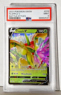 2021 Pokemon Flapple V 018/163 Battle Styles Holo Ultra Rare PSA 9 (/10) MINT - Image 1