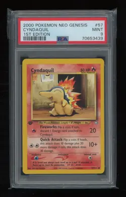 POKEMON 1st Edition Neo Genesis CYNDAQUIL 57/111 Common PSA 9 MINT Starter - Image 1