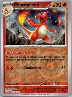 Pokemon Charmeleon SV: Paldean Fates 008/091 Near Mint NM Reverse Holo - Image 1