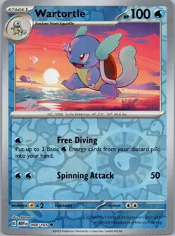Pokemon Wartortle SV: Scarlet & Violet 151 008/165 Near Mint NM Reverse Holo - Image 1