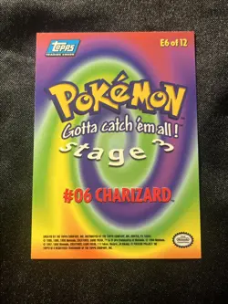 Topps 1999 Pokemon Charizard #E6 of 12 Blue Logo Non-Holo TCG Rare Vintage MT - Image 2
