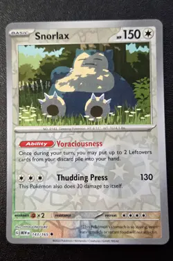 Pokemon TCG - Snorlax Uncommon SV: Scarlet & Violet 151 143/165 NM REVERSE - Image 1
