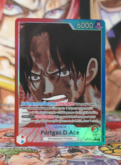 One Piece TCG Portgas.D.Ace Alt Art Leader OP13-002 Carrying on His Will NM - Image 1