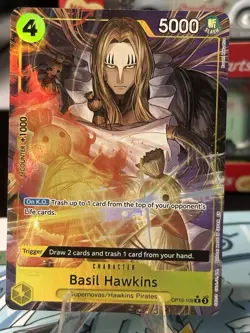 One Piece Basil Hawkins OP10-109 Parallel PRB02 English Holo Foil NM Alt Art - Image 1