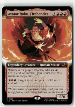 MTG Avatar Roku, Firebender 0191 Regular (Extended Art) Avatar TLE NM - Image 1
