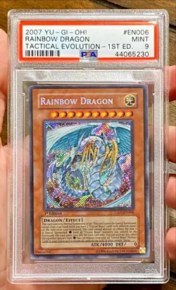 2007 Yu-Gi-Oh! RAINBOW DRAGON TAEV-EN006 1st Edition Secret Rare PSA 9 Mint! - Image 1