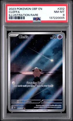 2023 POKEMON OBF EN-OBSIDIAN FLAMES ILLUSTRATION RARE #202 CLEFFA PSA 8 - Image 1