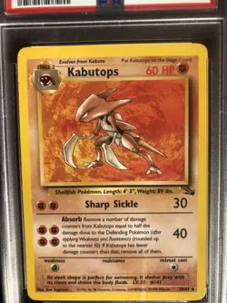 Pokemon 1999 WOTC Fossil Unlimited Kabutops 24/62 Non Holo Rare PSA 8 NM-MT - Image 2