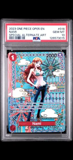 2023 ONE PIECE OP05-AWAKENING OF THE NEW ERA SPECIAL ALTERNATE ART NAMI PSA 10 - Image 1
