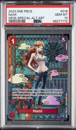 2023 ONE PIECE OP05-AWAKENING OF THE NEW ERA SPECIAL ALTERNATE ART NAMI PSA 10 - Image 1