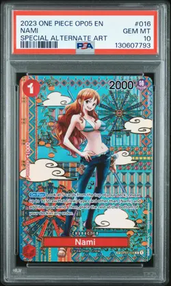 2023 ONE PIECE OP05-AWAKENING OF THE NEW ERA SPECIAL ALTERNATE ART NAMI PSA 10 - Image 1