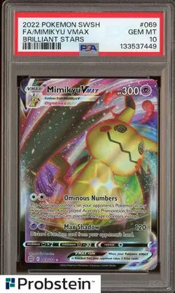 2022 Pokemon SWSH Brilliant Stars #069 FA Mimikyu VMax PSA 10 GEM MINT - Image 1