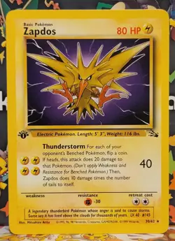 Vintage Pokemon WoTC Fossil Zapdos 30/62 1st Edition Non-Holo Rare LP - Image 1
