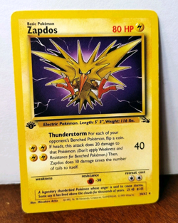 POKEMON ZAPDOS 30/62 1ST EDITION NON-HOLO RARE FOSSIL LP - Image 1