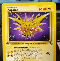 POKEMON ZAPDOS 30/62 1ST EDITION NON-HOLO RARE FOSSIL LP - Image 5