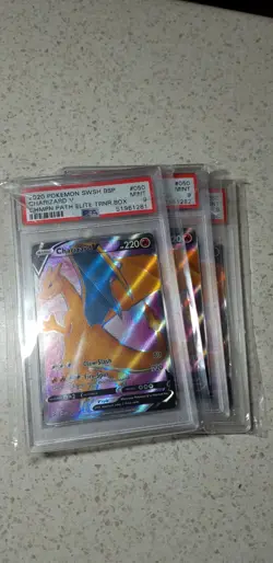 Pokemon Card Charizard V Champions Path SWSH 050 PSA 9 - Image 1