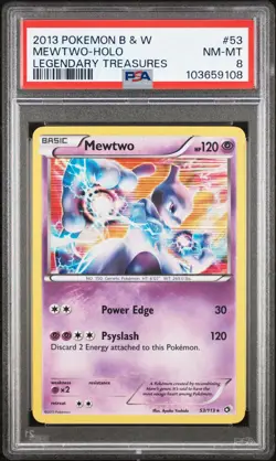MEWTWO 53/113 PSA 8 BLACK & WHITE LEGENDARY TREASURES HOLO POKEMON CARD ENGLISH - Image 1