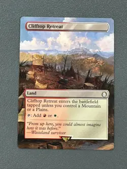 Clifftop Retreat MTG Fallout Hand Painted Borderless Extended Full Altered Art v - Image 1