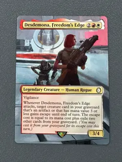 Desdemona, Freedom's Edge MTG Fallout Hand Painted Borderless Full Altered Art v - Image 1