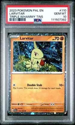 Pokemon Paldea Evolved # 110 Larvitar Triple Whammy Tins Promo PSA 10 GEM MINT! - Image 1
