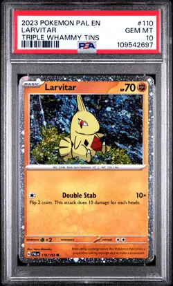 2023 POKEMON PAL EN-PALDEA EVOLVED TRIPLE WHAMMY TIN #110 LARVITAR PSA 10 - Image 1
