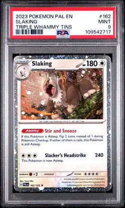 2023 POKEMON PAL EN-PALDEA EVOLVED TRIPLE WHAMMY TIN #162 SLAKING PSA 9 - Image 1