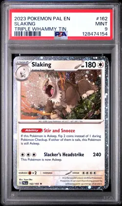 2023 POKEMON PAL EN-PALDEA EVOLVED TRIPLE WHAMMY TIN #162 SLAKING PSA 9 - Image 1