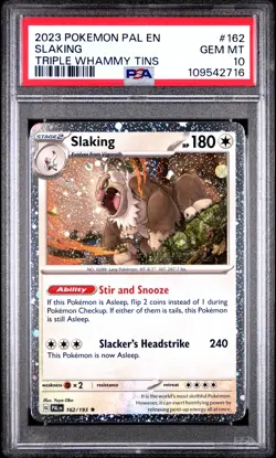 2023 POKEMON PAL EN-PALDEA EVOLVED TRIPLE WHAMMY TIN #162 SLAKING PSA 10 - Image 1