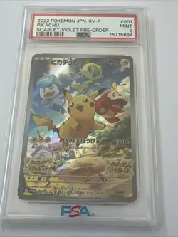 PSA 9 Mint Pikachu 001/SV-P Japanese Pokemon Card 2022 Scarlet & Violet Promo - Image 1