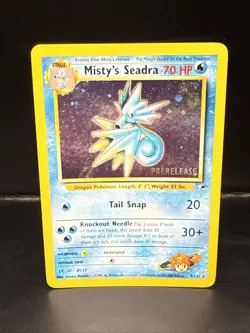 Pokemon TCG Misty's Seadra Holo Rare Gym Heroes Prerelease 9/132 DJ - Image 2
