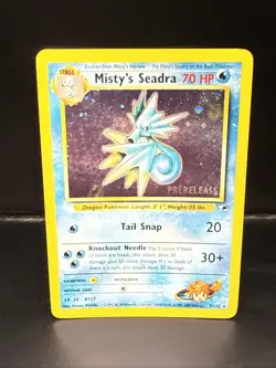 Pokemon TCG Misty's Seadra Holo Rare Gym Heroes Prerelease 9/132 DJ - Image 3