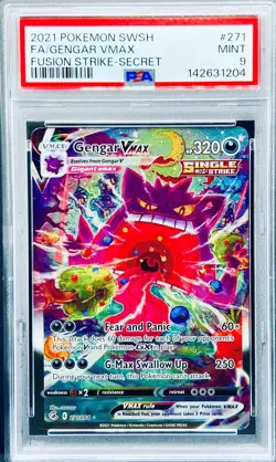 Gengar VMAX 271/264 Fusion Strike Secret Rare FA Pokemon PSA 9 - Image 1