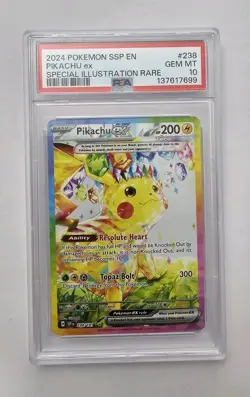 2024 POKEMON SURGING SPARKS SPECIAL ILLUSTRATION RARE PIKACHU EX PSA 10 GEM MINT - Image 1