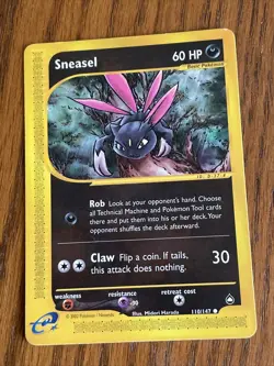 Pokemon TCG Sneasel Aquapolis 110/147 Regular Common - Image 1