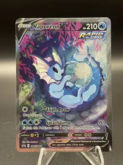 Pokemon Vaporeon V Holo Promo SWSH181 210 HP Sword & Shield Rapid Strike TCG - Image 1