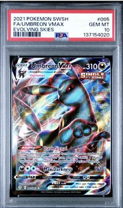 2021 POKEMON SWORD & SHIELD EVOLVING SKIES #095 FULL ART/UMBREON VMAX PSA 10 - Image 1