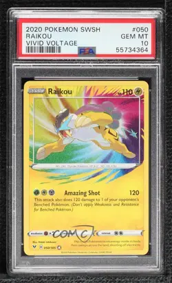 Amazing Rare - Raikou Pokemon Sword & Shield Vivid Voltage PSA 10 GEM MT - Image 1