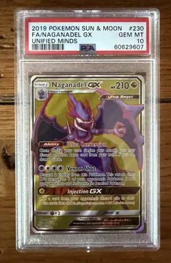 PSA 10 NAGANADEL GX 230 UNIFIED MINDS FULL ART SUN MOON 2019 POKEMON - Image 1
